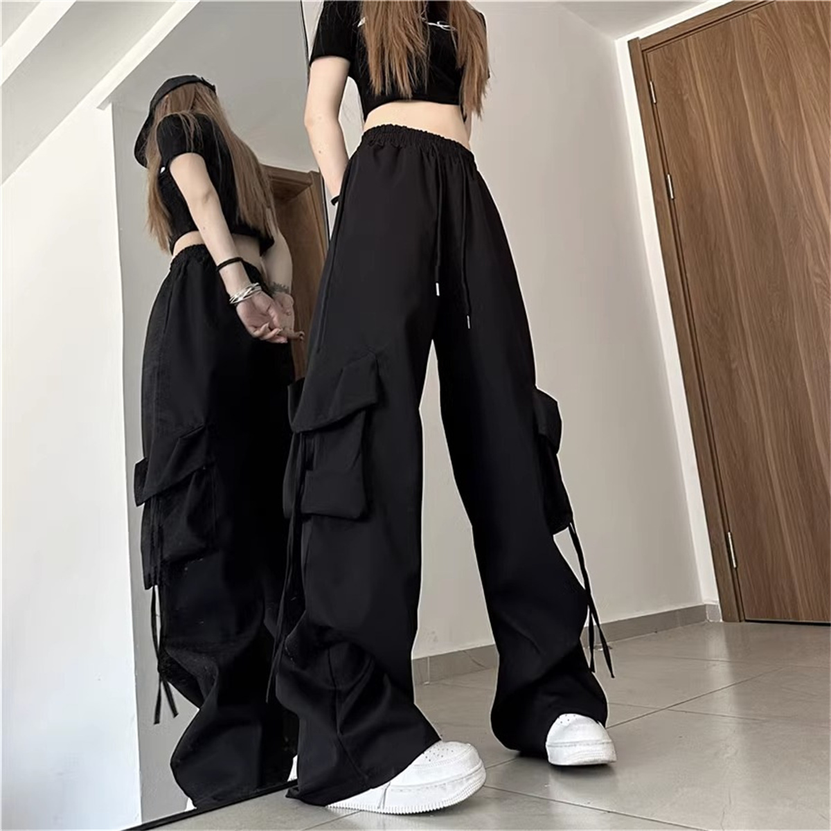 Vintage Fashion Fabrics - Plus Size Women Cargo Pants High