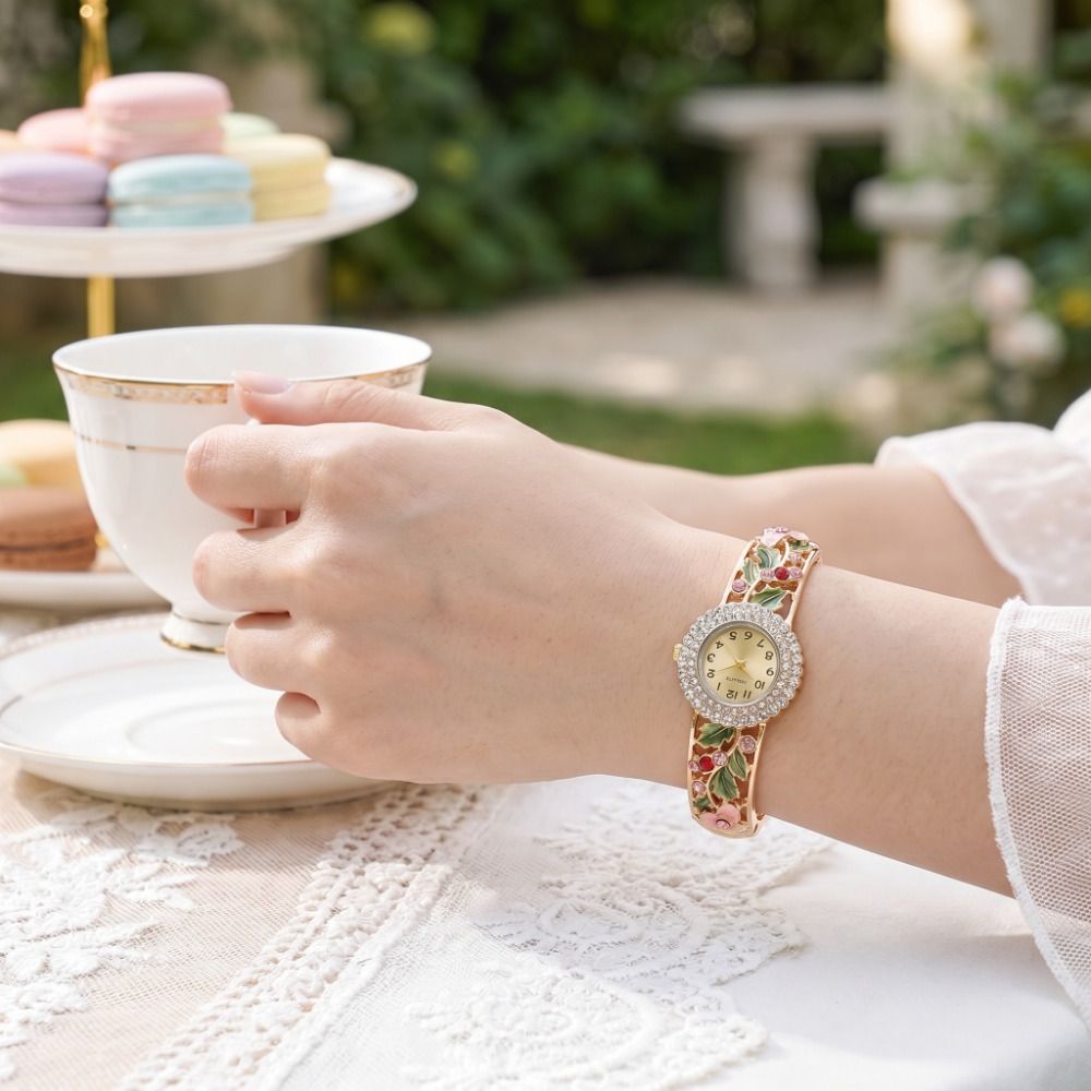 Vintage Fashion Week - Rich In Flowers Vintage Watch Rhinestone
