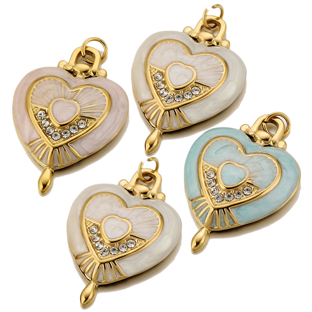 Vintage Fashion Blog - 3pcs Stainless Steel Vintage Enamel Heart