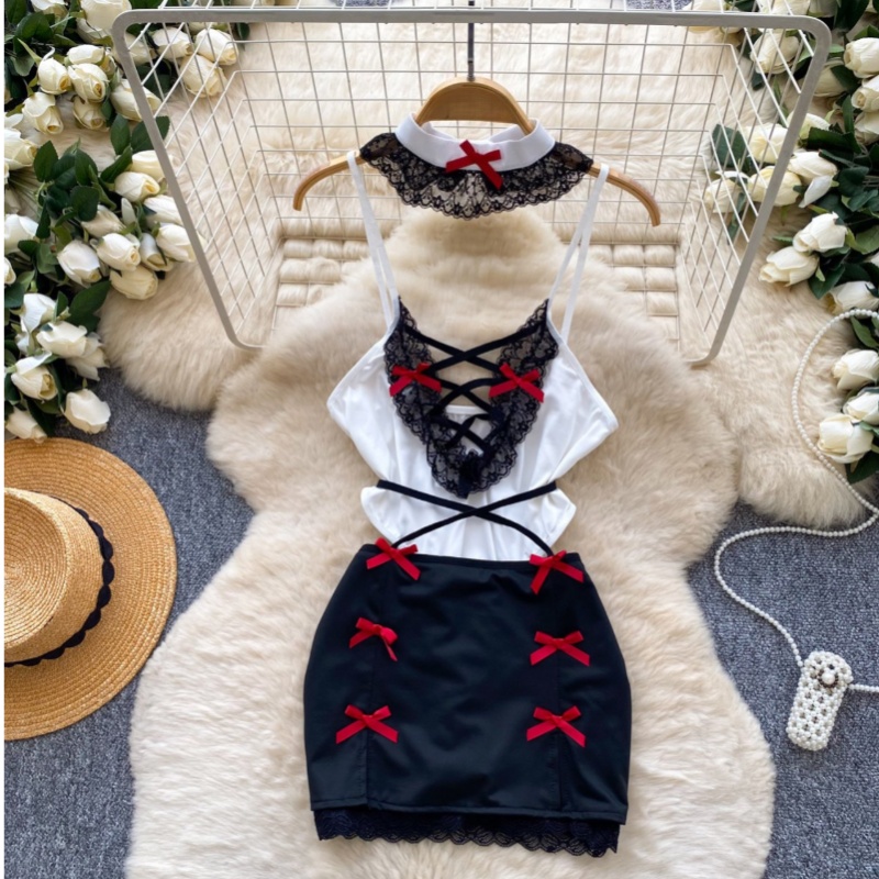 Women 2 Piece Sets Hollow Back - Vintage Fashion Fabrics ulasan dan harga