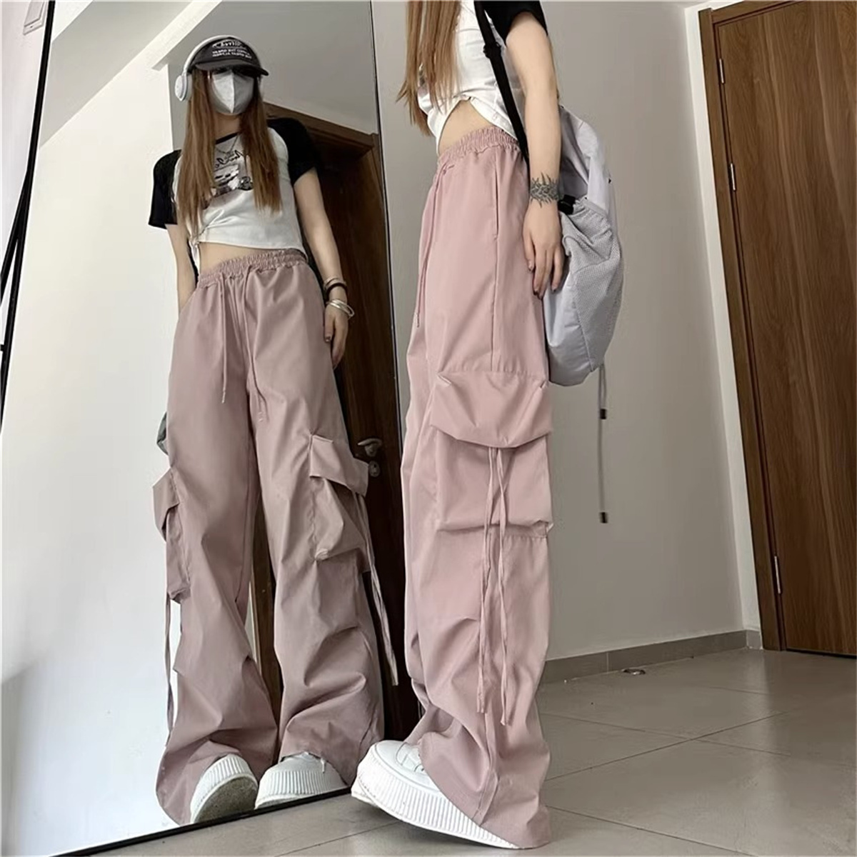Plus Size Women Cargo Pants Hi - Vintage Fashion Fabrics ulasan dan harga