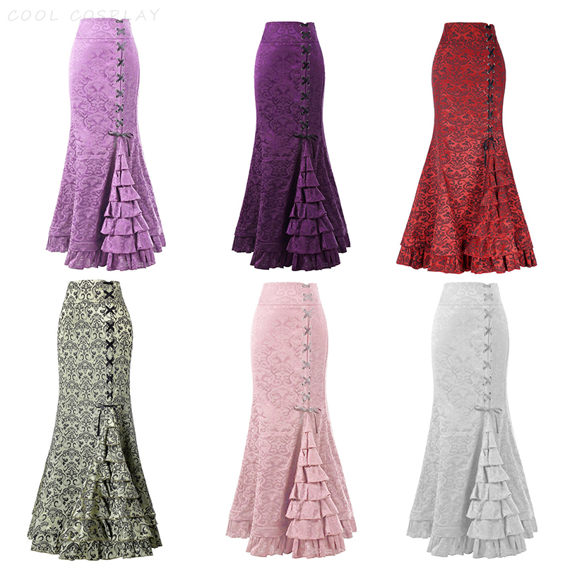 Long Skirts Women Punk Fish Ta - Vintage Fashion Fabrics ulasan dan harga