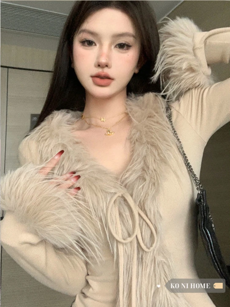 Elegant Sexy Slim Cropped Swea - Vintage Fashion Old Money ulasan dan harga