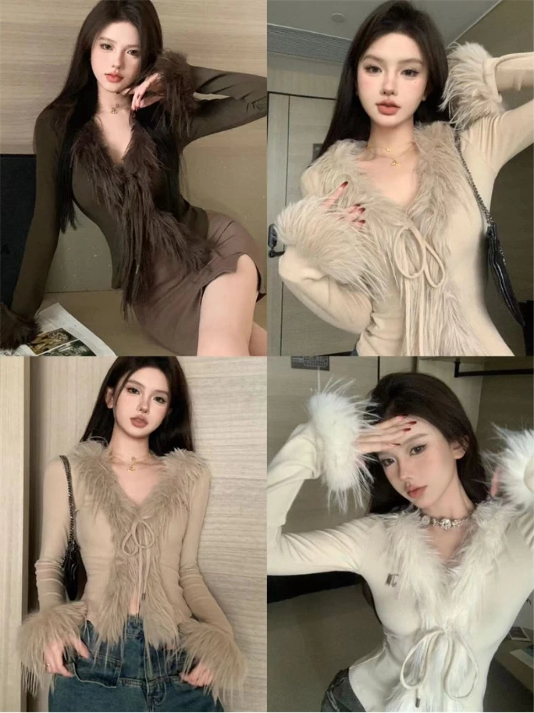 Elegant Sexy Slim Cropped Swea - Vintage Fashion Old Money ulasan dan harga