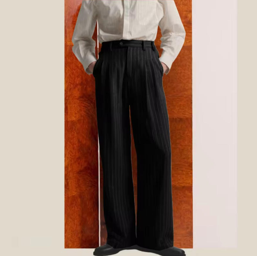 Men's Striped Pants High-Stree - Vintage Fashion Old Money ulasan dan harga