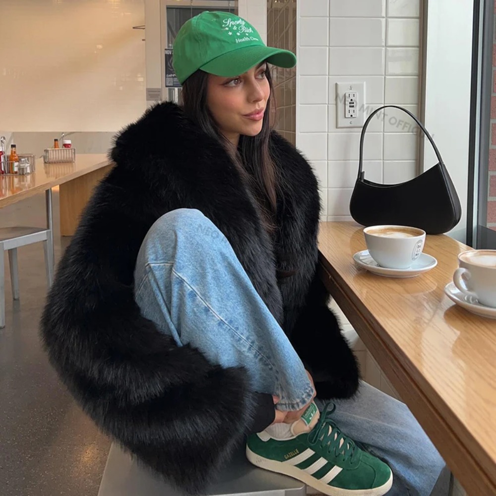 Faux Fur Coat Fashion Shawl Co - Vintage Fashion Store ulasan dan harga