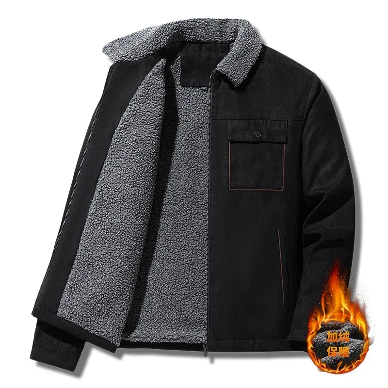 Winter Men Jackets Suede Warm  - Vintage Windbreaker Nylon ulasan dan harga
