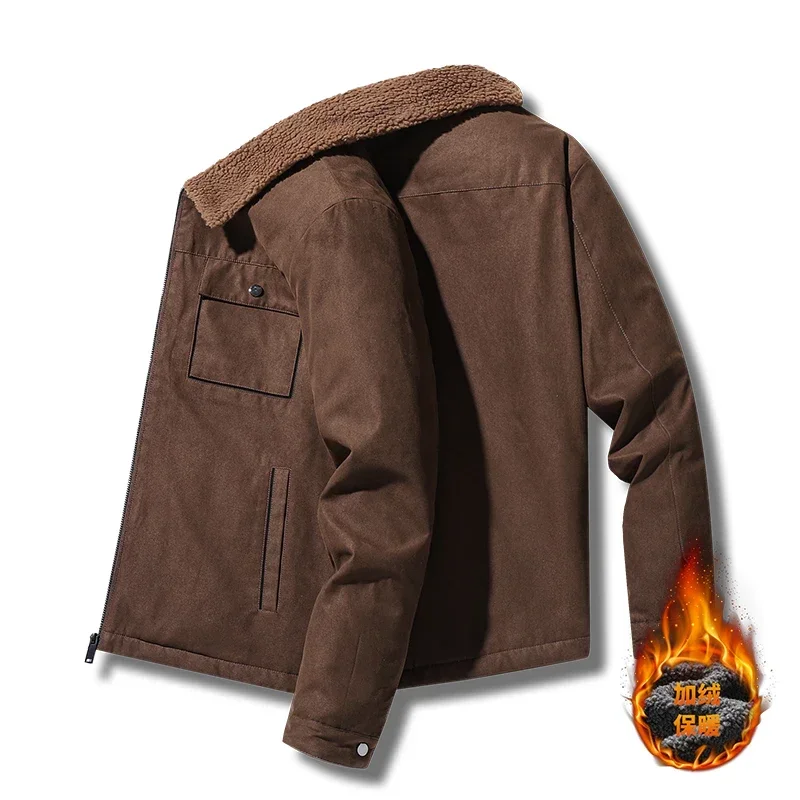 Winter Men Jackets Suede Warm  - Vintage Windbreaker Nylon ulasan dan harga